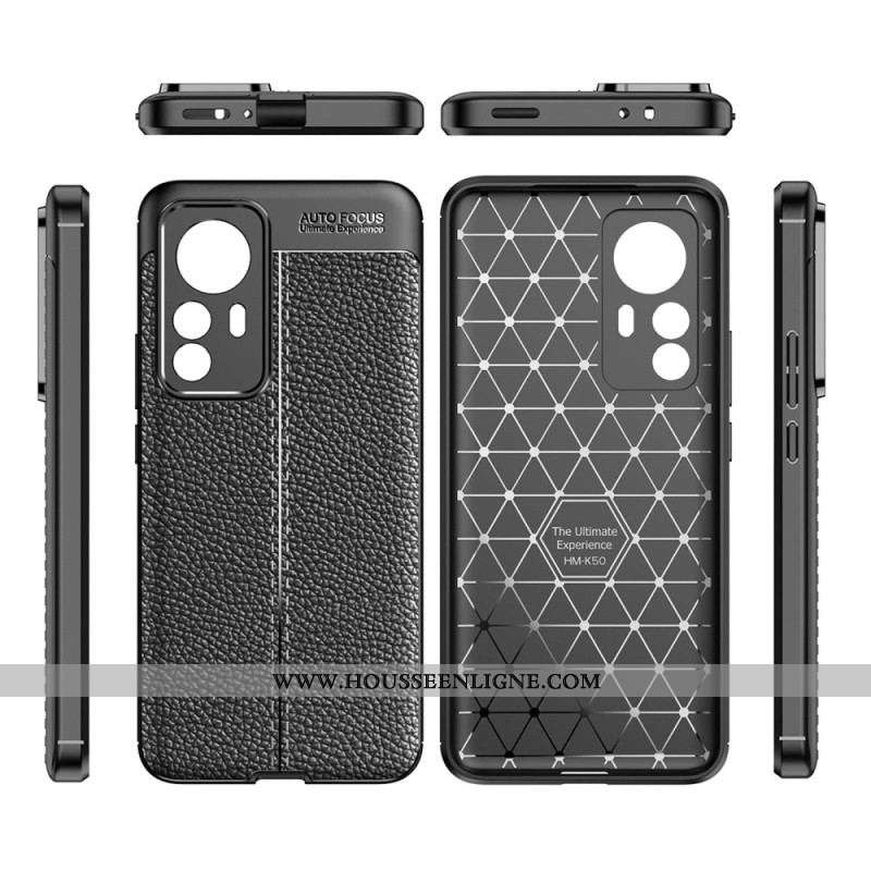 Coque Poco F4 Effet Cuir Litchi Double Line