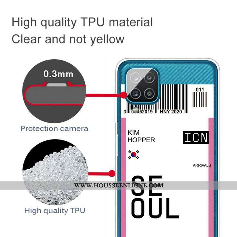 Coque Samsung Galaxy A12 / M12 Boarding Pass to Seoul