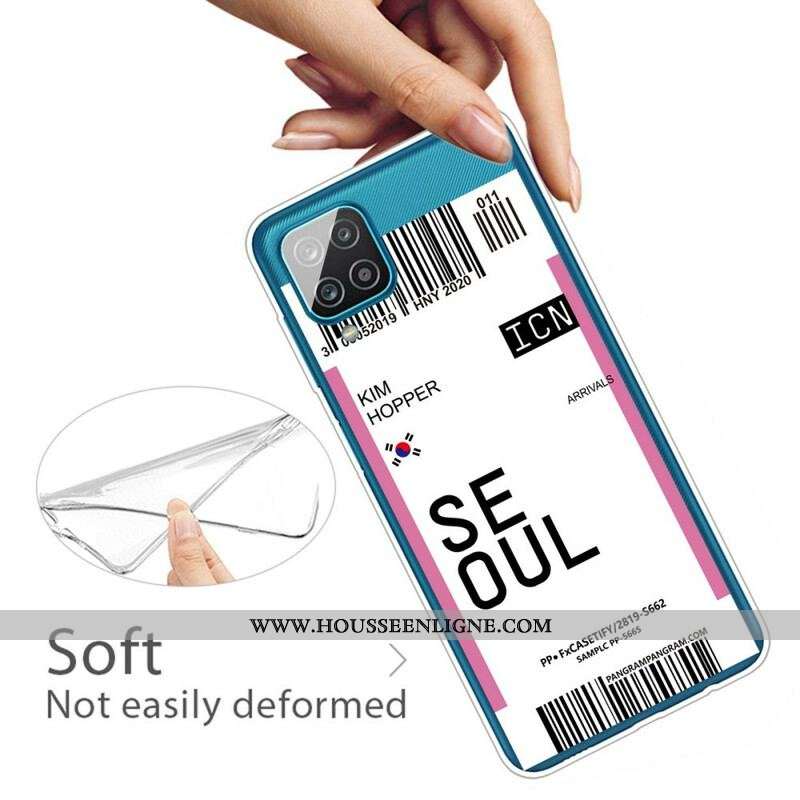 Coque Samsung Galaxy A12 / M12 Boarding Pass to Seoul