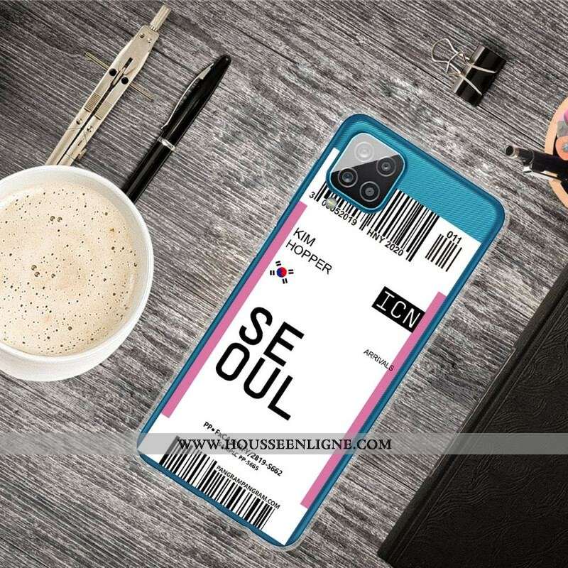 Coque Samsung Galaxy A12 / M12 Boarding Pass to Seoul