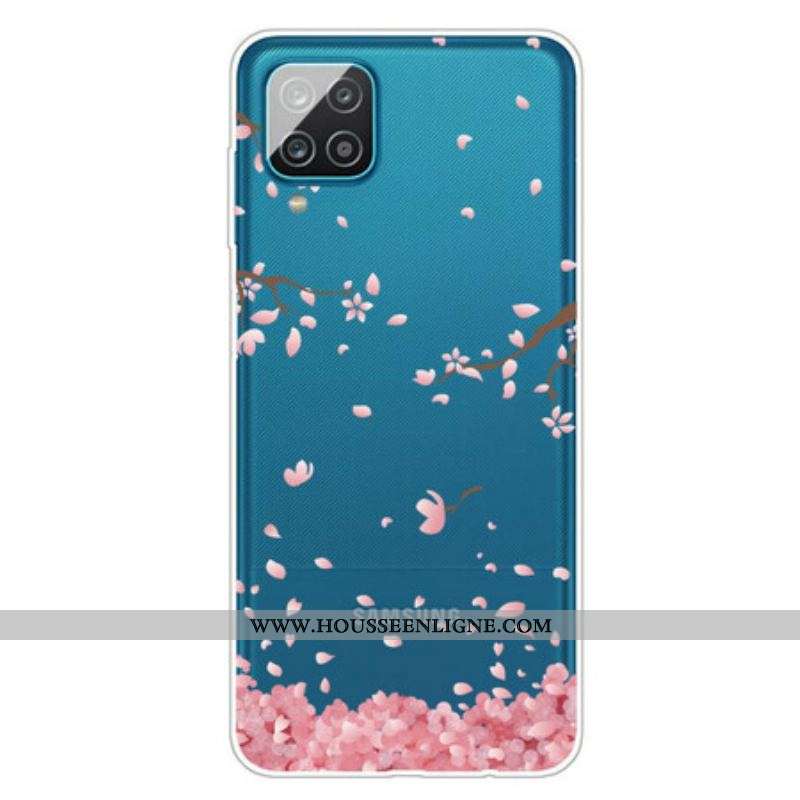 Coque Samsung Galaxy A12 / M12 Branches à Fleurs