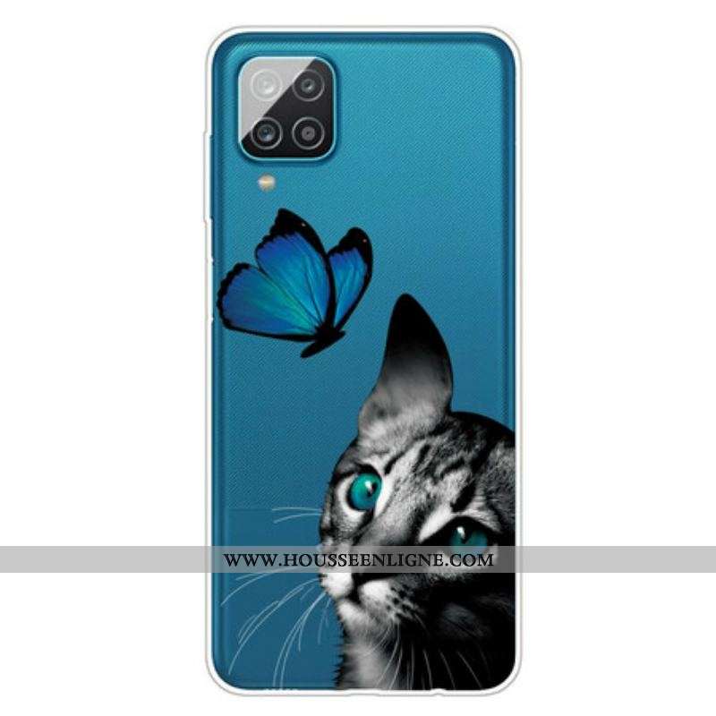 Coque Samsung Galaxy A12 / M12 Chat et Papillon
