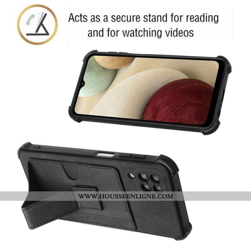 Coque Samsung Galaxy A12 / M12 Cuir Support et Porte-Cartes