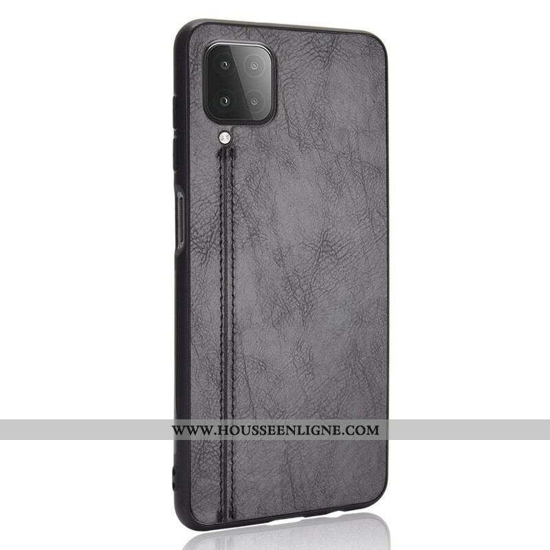 Coque Samsung Galaxy A12 / M12 Effet Cuir Couture
