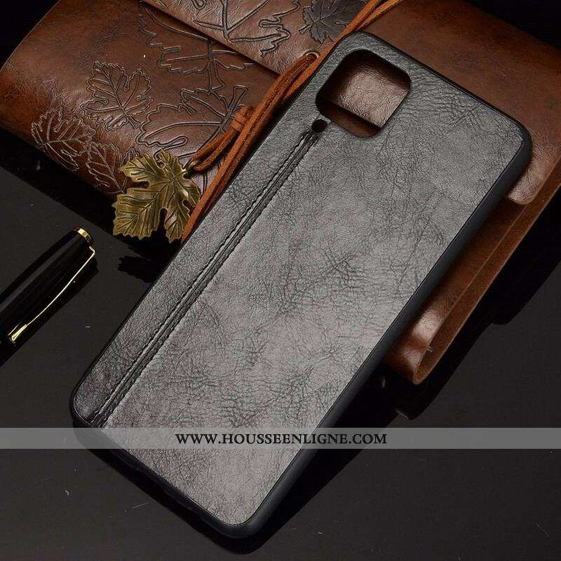 Coque Samsung Galaxy A12 / M12 Effet Cuir Couture