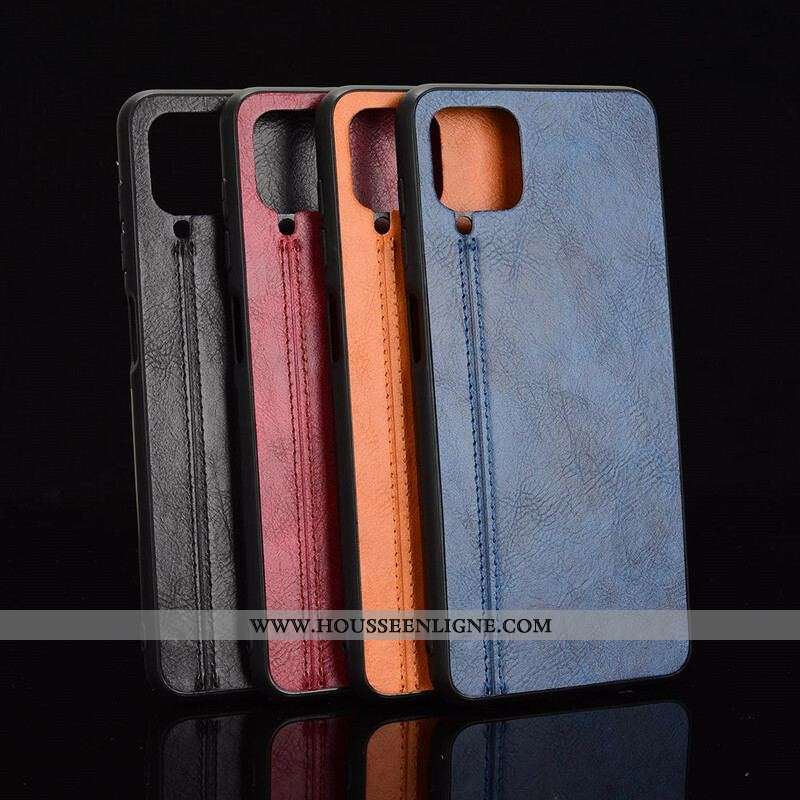 Coque Samsung Galaxy A12 / M12 Effet Cuir Couture