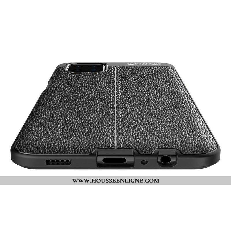 Coque Samsung Galaxy A12 / M12 Effet Cuir Litchi Double Line