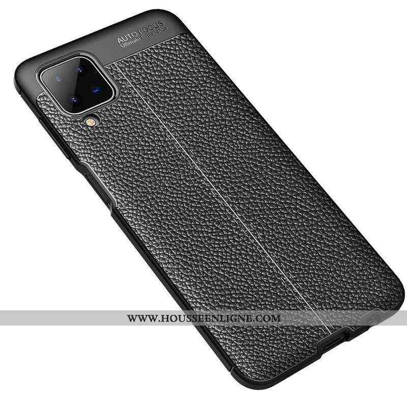 Coque Samsung Galaxy A12 / M12 Effet Cuir Litchi Double Line