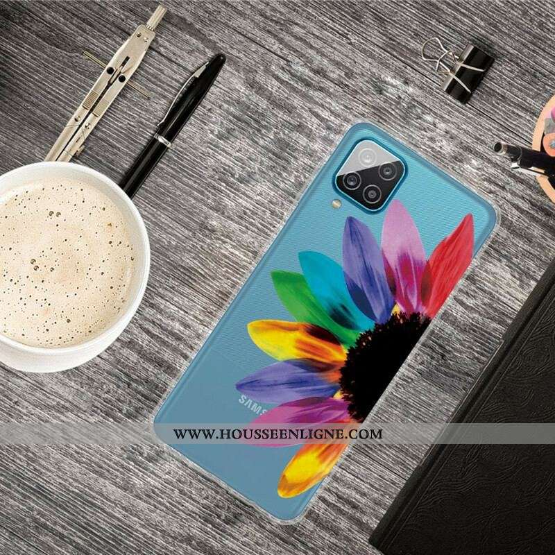 Coque Samsung Galaxy A12 / M12 Fleur Colorée