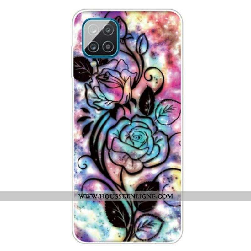 Coque Samsung Galaxy A12 / M12 Fleur Graphique