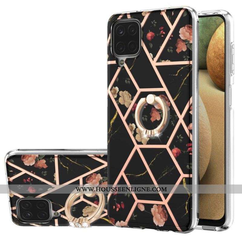 Coque Samsung Galaxy A12 / M12 Fleurs Anneau-Support