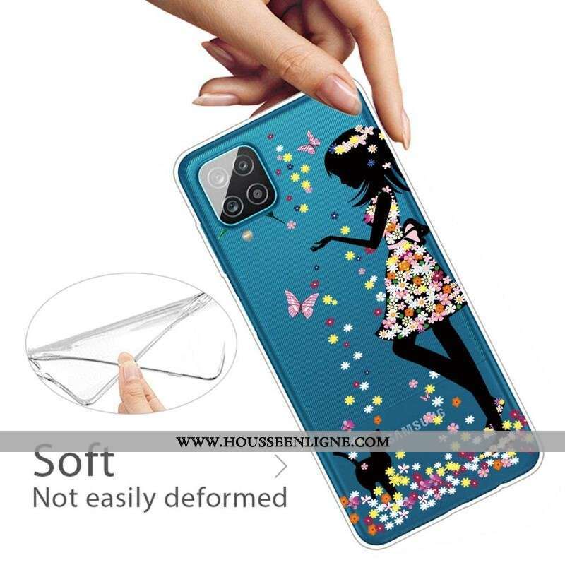Coque Samsung Galaxy A12 / M12 Jolie Tête Fleurie