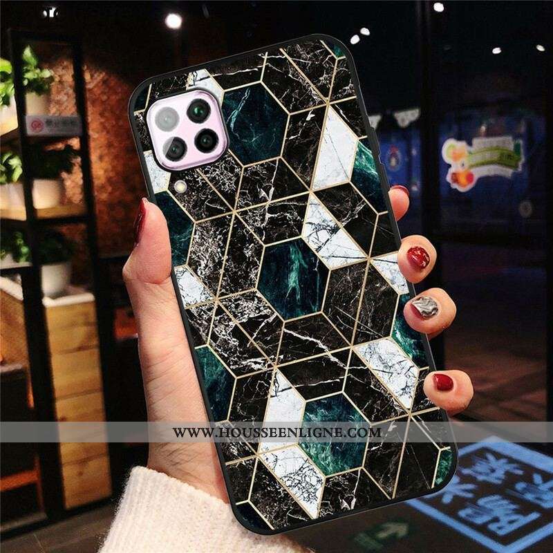 Coque Samsung Galaxy A12 / M12 Marbre Géométrie Colorée