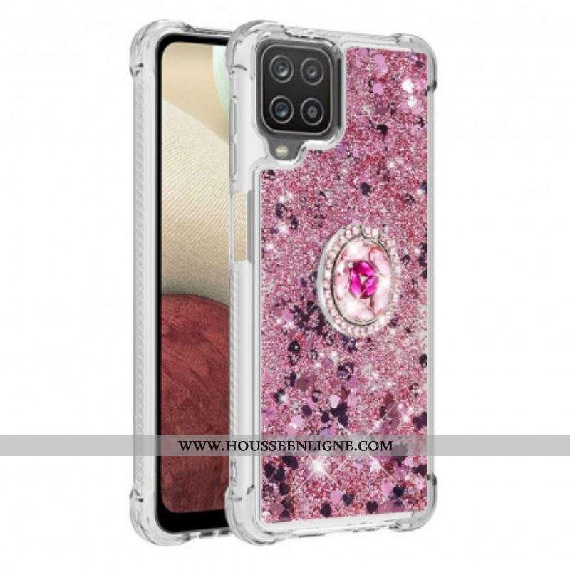 Coque Samsung Galaxy A12 / M12 Paillettes avec Anneau-Support