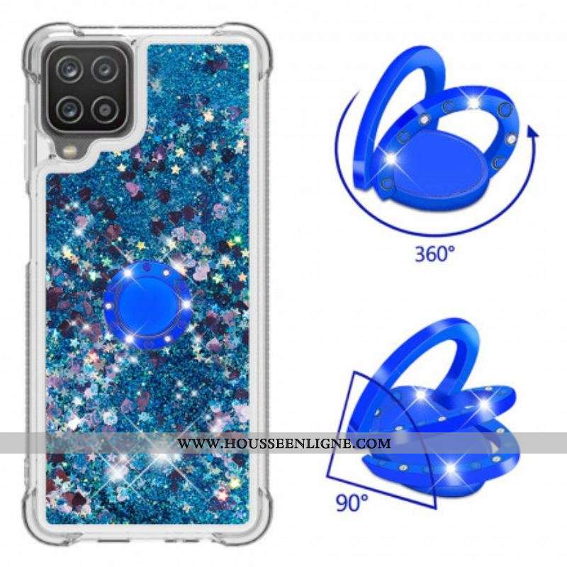 Coque Samsung Galaxy A12 / M12 Paillettes avec Anneau-Support