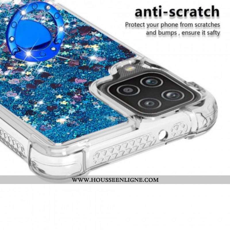 Coque Samsung Galaxy A12 / M12 Paillettes avec Anneau-Support