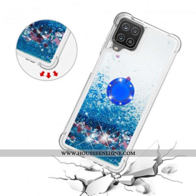 Coque Samsung Galaxy A12 / M12 Paillettes avec Anneau-Support
