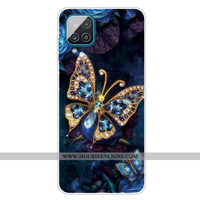 Coque Samsung Galaxy A12 / M12 Papillon Luxe