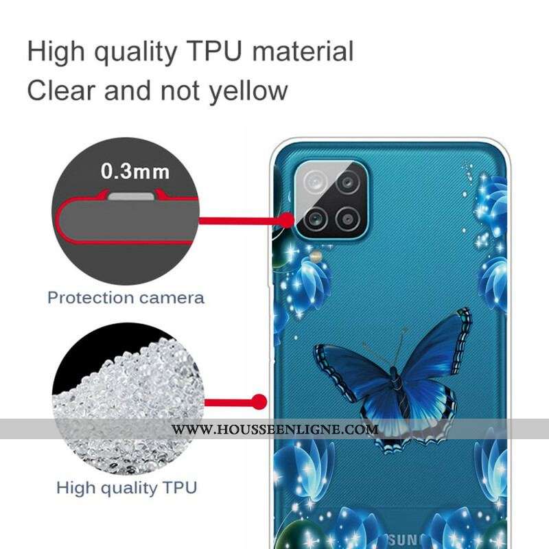 Coque Samsung Galaxy A12 / M12 Papillon Luxe