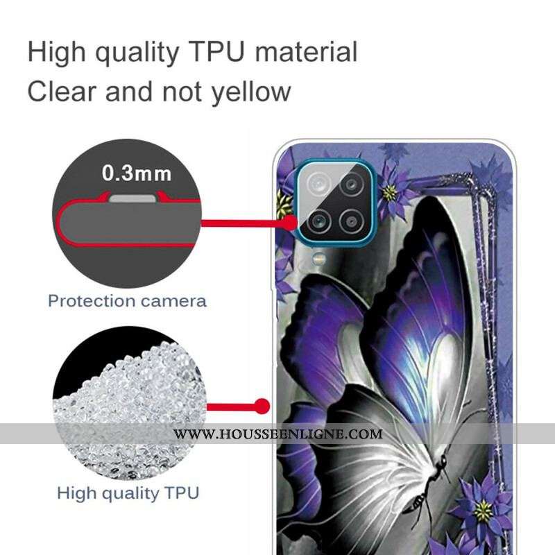 Coque Samsung Galaxy A12 / M12 Papillon Royal