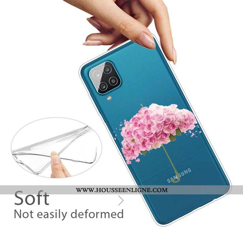Coque Samsung Galaxy A12 / M12 Parapluie en Roses