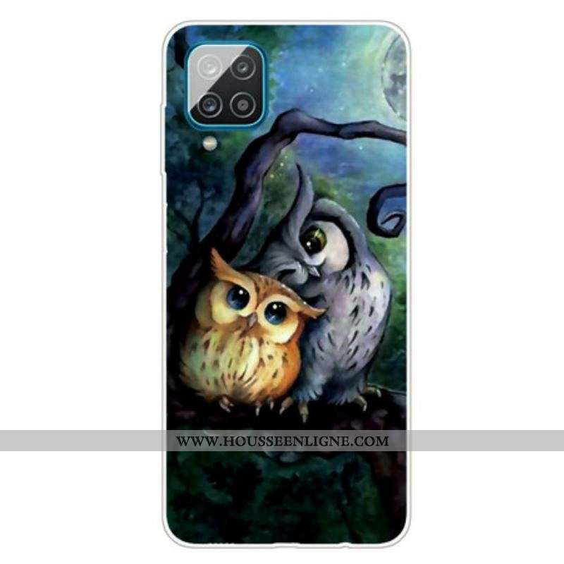 Coque Samsung Galaxy A12 / M12 Peinture Hiboux