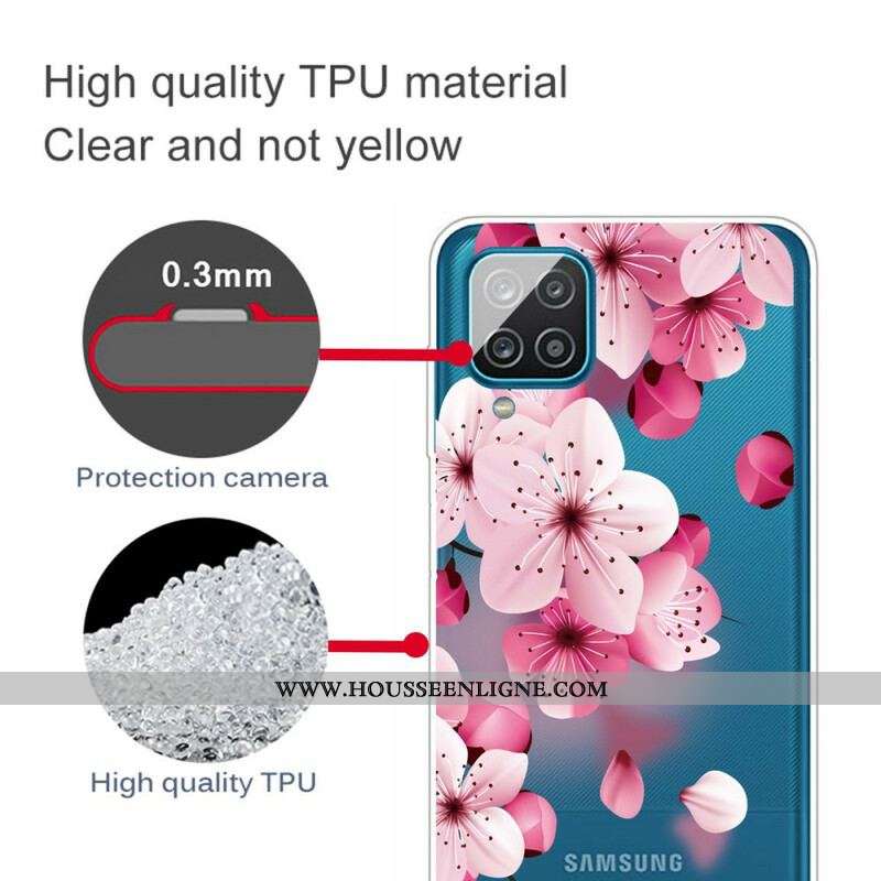 Coque Samsung Galaxy A12 / M12 Petites Fleurs Roses