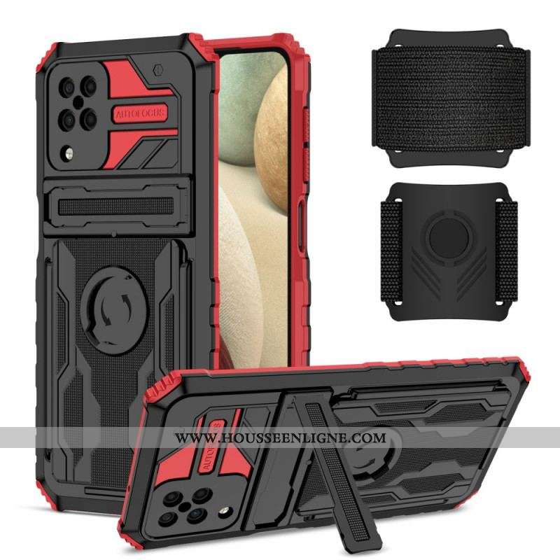 Coque Samsung Galaxy A12 / M12 Porte-Cartes à Glissière et Support