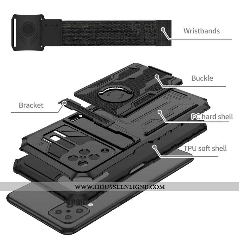 Coque Samsung Galaxy A12 / M12 Porte-Cartes à Glissière et Support