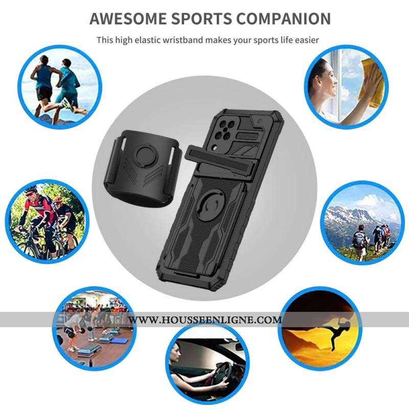 Coque Samsung Galaxy A12 / M12 Porte-Cartes à Glissière et Support