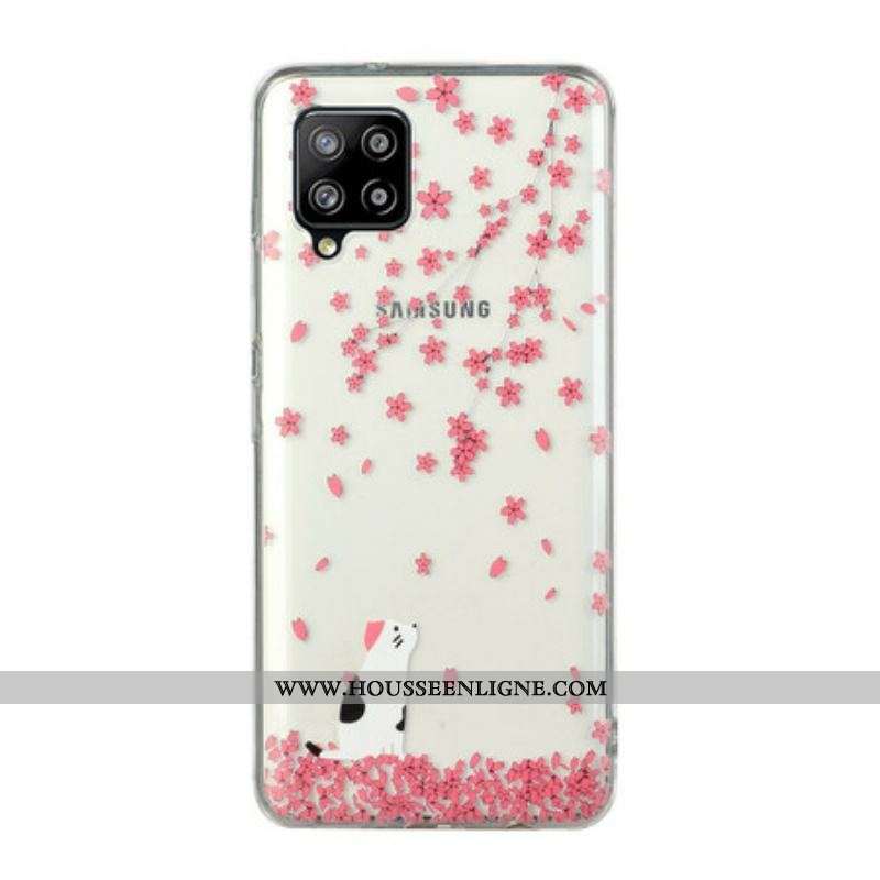 Coque Samsung Galaxy A12 / M12 Pétales et Chat