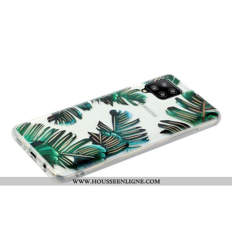 Coque Samsung Galaxy A12 / M12 /Transparente Feuilles Vertes