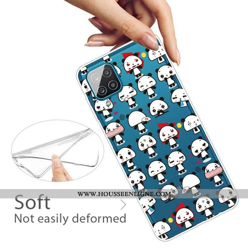Coque Samsung Galaxy A12 / M12 Transparente Funny Pandas