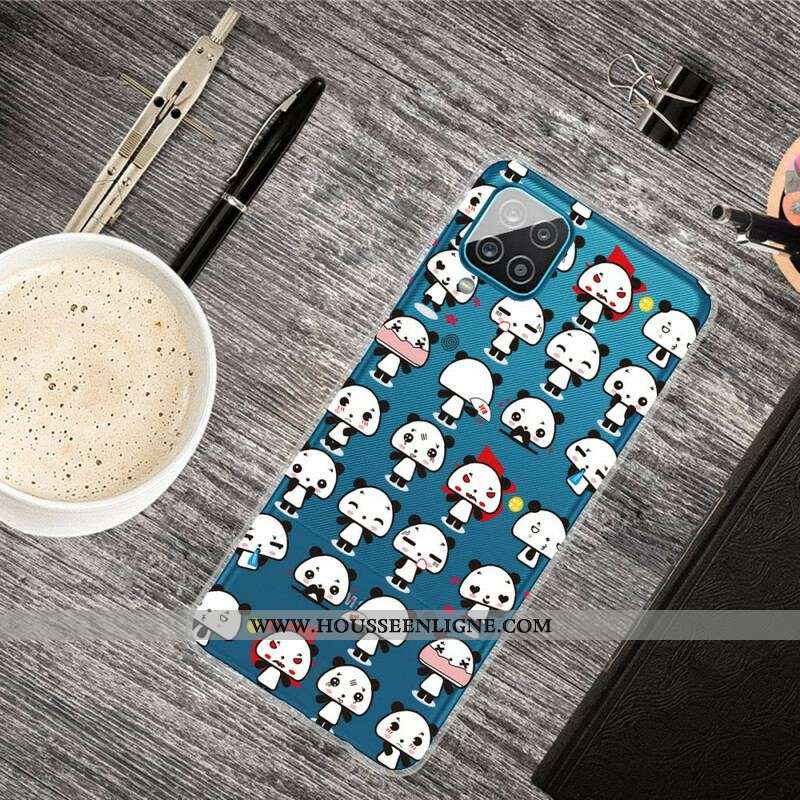 Coque Samsung Galaxy A12 / M12 Transparente Funny Pandas