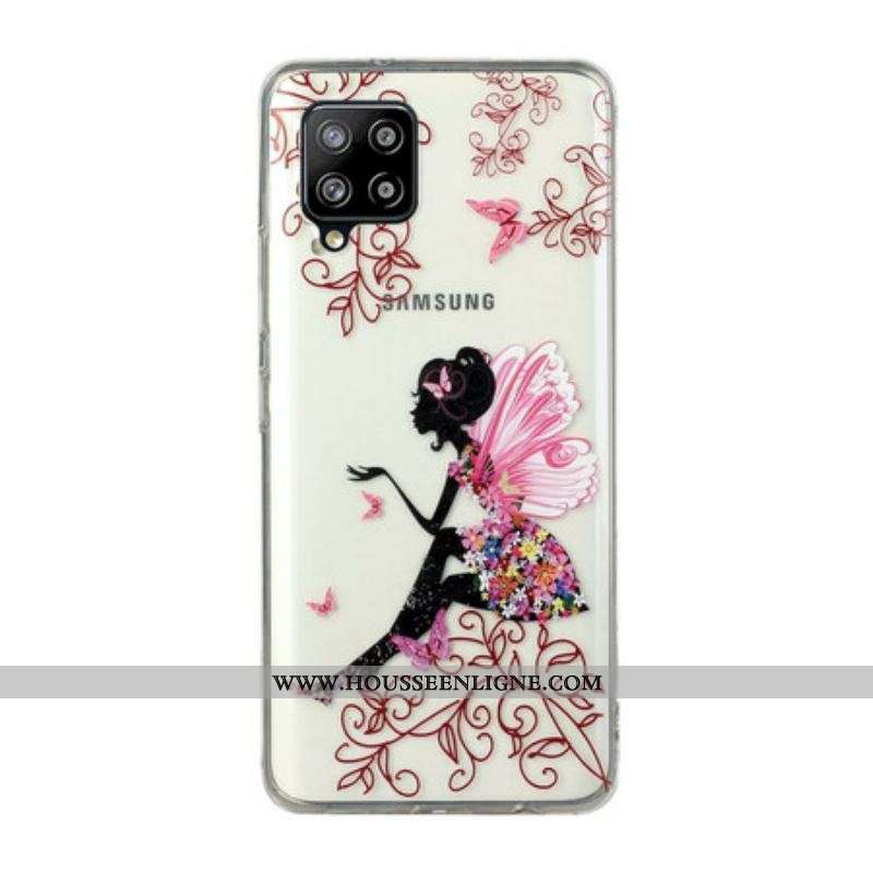 Coque Samsung Galaxy A12 / M12 Transparente Fée Fleurie