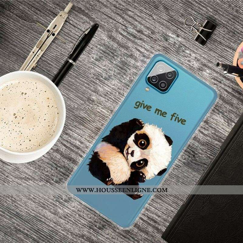 Coque Samsung Galaxy A12 / M12 Transparente Panda Give Me Five