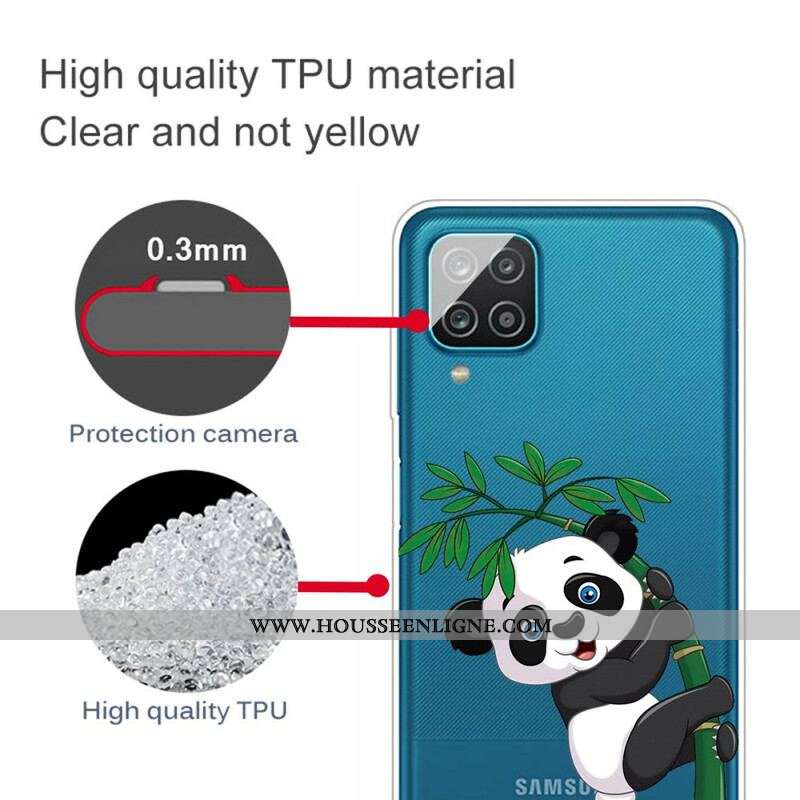 Coque Samsung Galaxy A12 / M12 Transparente Panda Sur Le Bambou
