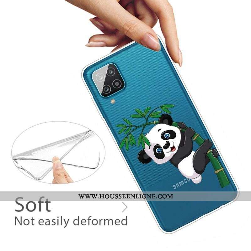 Coque Samsung Galaxy A12 / M12 Transparente Panda Sur Le Bambou