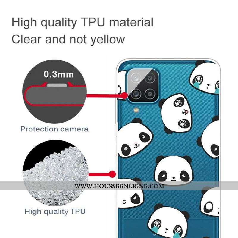 Coque Samsung Galaxy A12 / M12 Transparente Pandas Sentimentaux