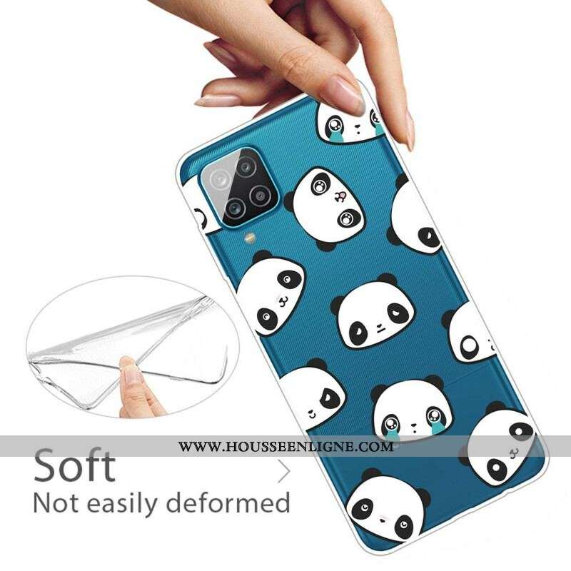 Coque Samsung Galaxy A12 / M12 Transparente Pandas Sentimentaux