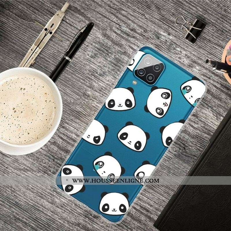 Coque Samsung Galaxy A12 / M12 Transparente Pandas Sentimentaux
