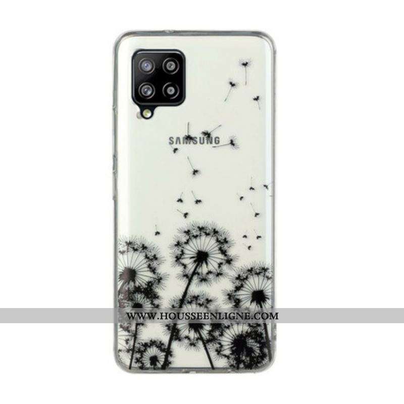 Coque Samsung Galaxy A12 / M12  Transparente Pissenlits Noirs