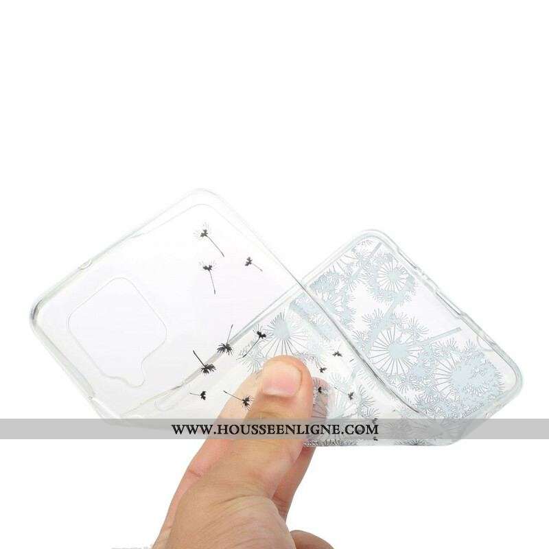 Coque Samsung Galaxy A12 / M12  Transparente Pissenlits Noirs