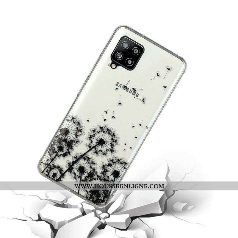 Coque Samsung Galaxy A12 / M12  Transparente Pissenlits Noirs