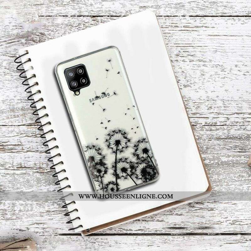 Coque Samsung Galaxy A12 / M12  Transparente Pissenlits Noirs