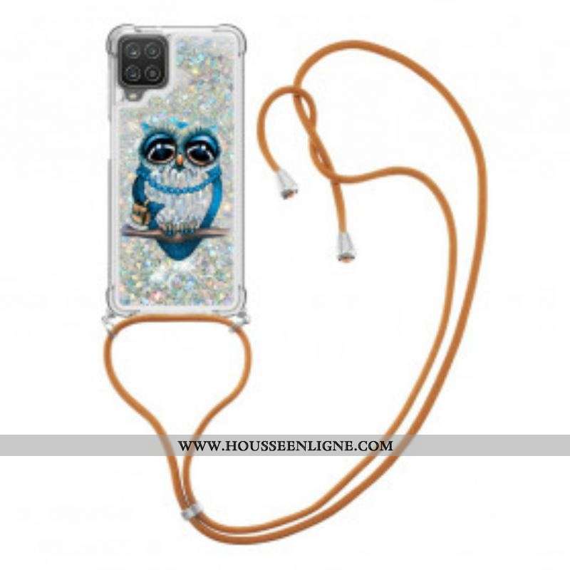 Coque Samsung Galaxy A12 / M12 à Cordon Paillettes Miss Hibou