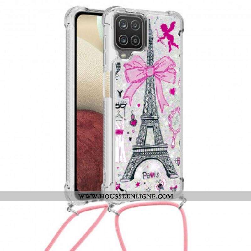 Coque Samsung Galaxy A12 / M12 à Cordon Tour Eiffel