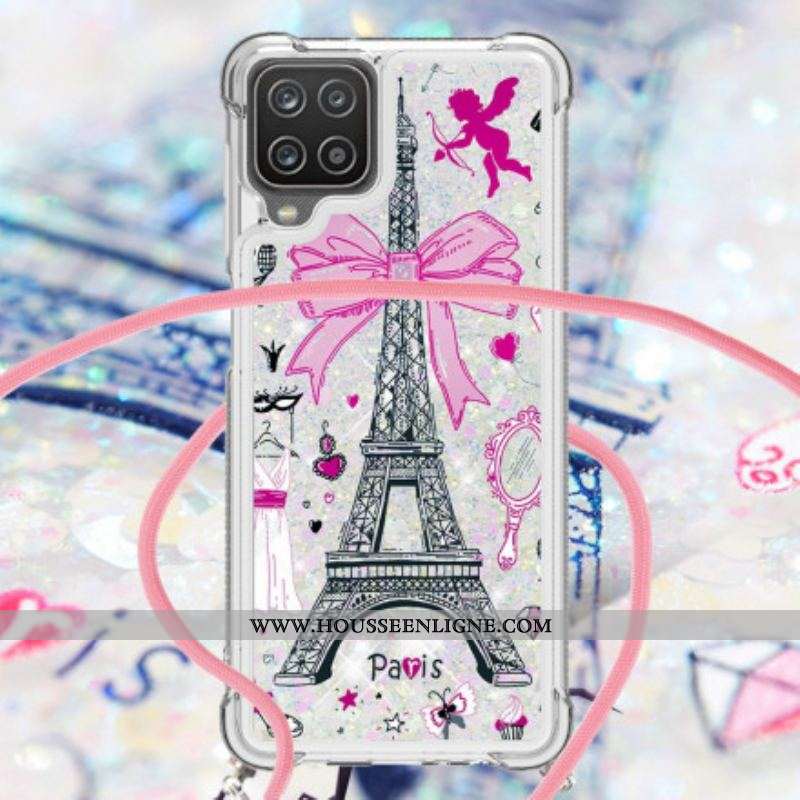 Coque Samsung Galaxy A12 / M12 à Cordon Tour Eiffel