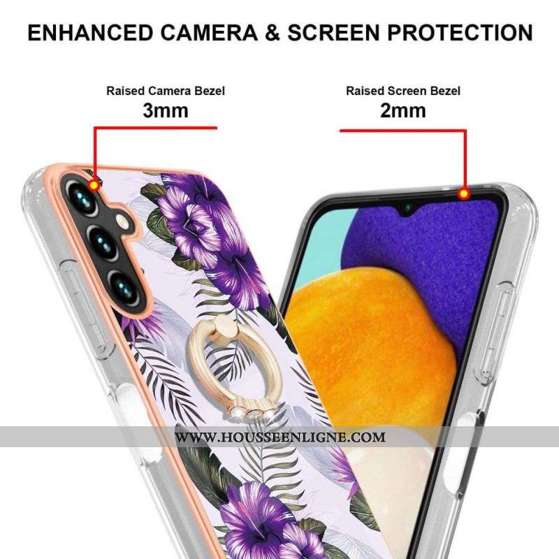 Coque Samsung Galaxy A13 5G / A04s Fleurs Anneau-Support