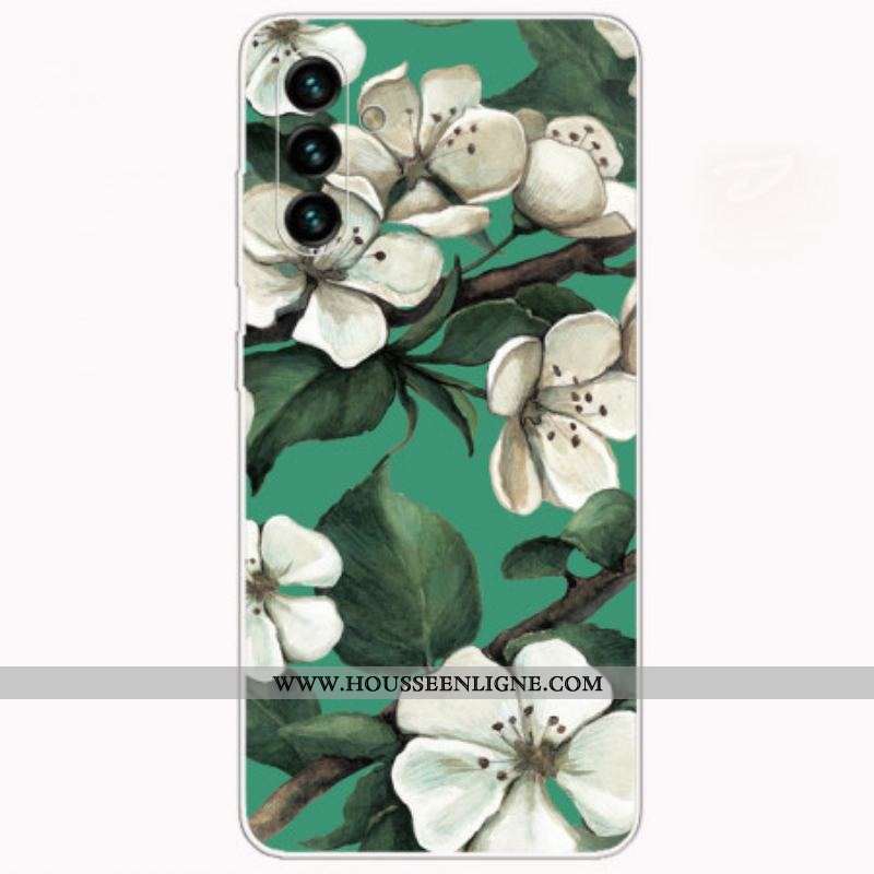 Coque Samsung Galaxy A13 5G / A04s Fleurs Blanches Peintes
